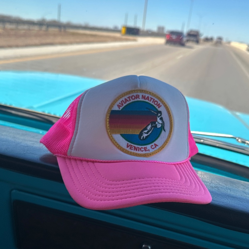 Aviator Nation Pink and White Cap